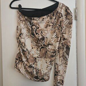 Women's INC One Shoulder Animal Print Top M